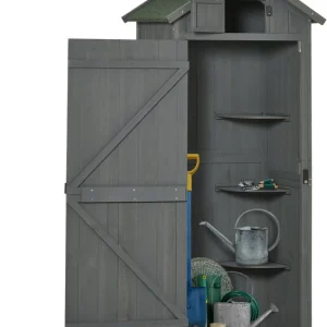 4goodz Gebeitste Tuinkast Houten Berging 182cm - Grijs